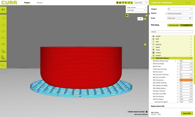 Adhesion Raft Base Support