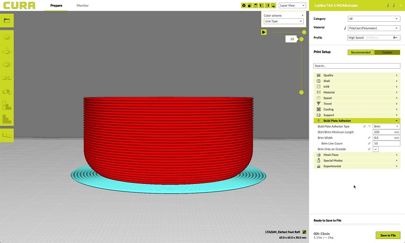 Adhesion Brim Base Support